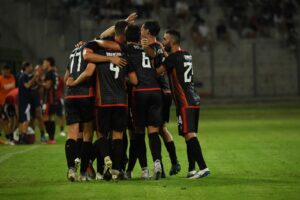 La squadra sassarese durante la sfida di Coppa contro il Livorno (Foto Credits: Torres)
