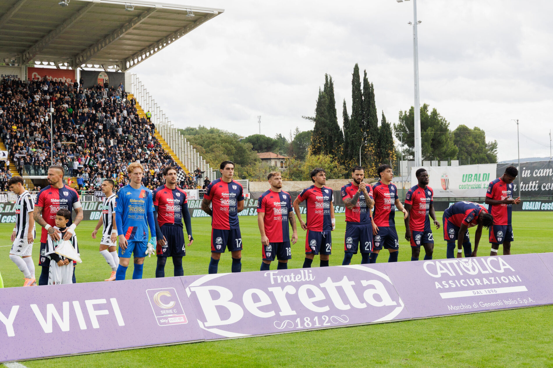 La formazione della Sambenedettese prima del match contro l'Ascoli