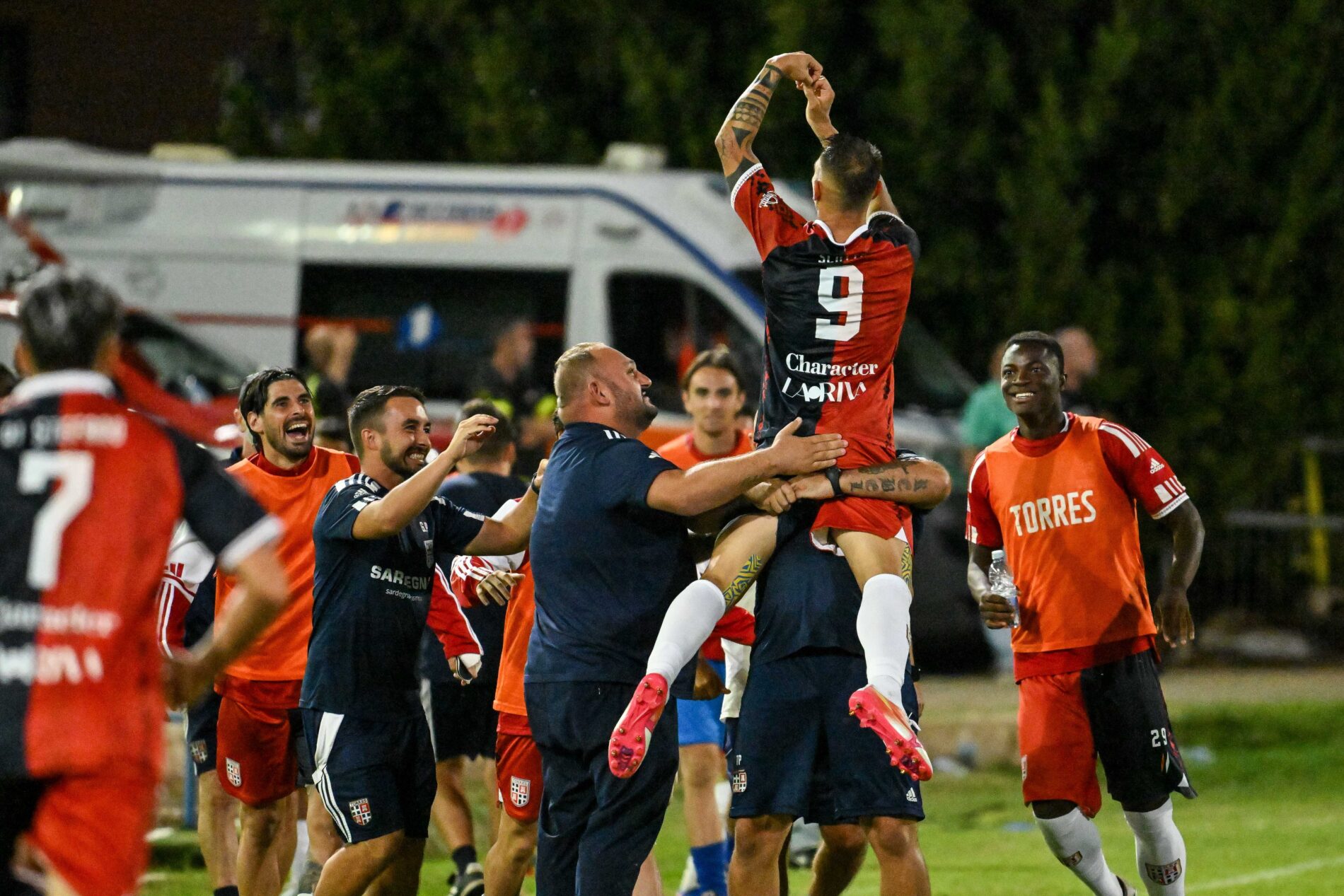 L'esultanza di Scotto dopo il gol vittoria di mercoledì