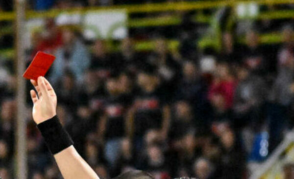 Giacomo Zecca of Sef Torres Calcio, Simone Galipo Arbitro, Referee, Espulsione  during  PlayOff - Torres vs Benevento, Italian football Serie C match in Sassari, Italy, May 25 2024