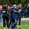 Un'esultanza di Mastinu dopo un gol segnato contro il Rimini nella scorsa stagione